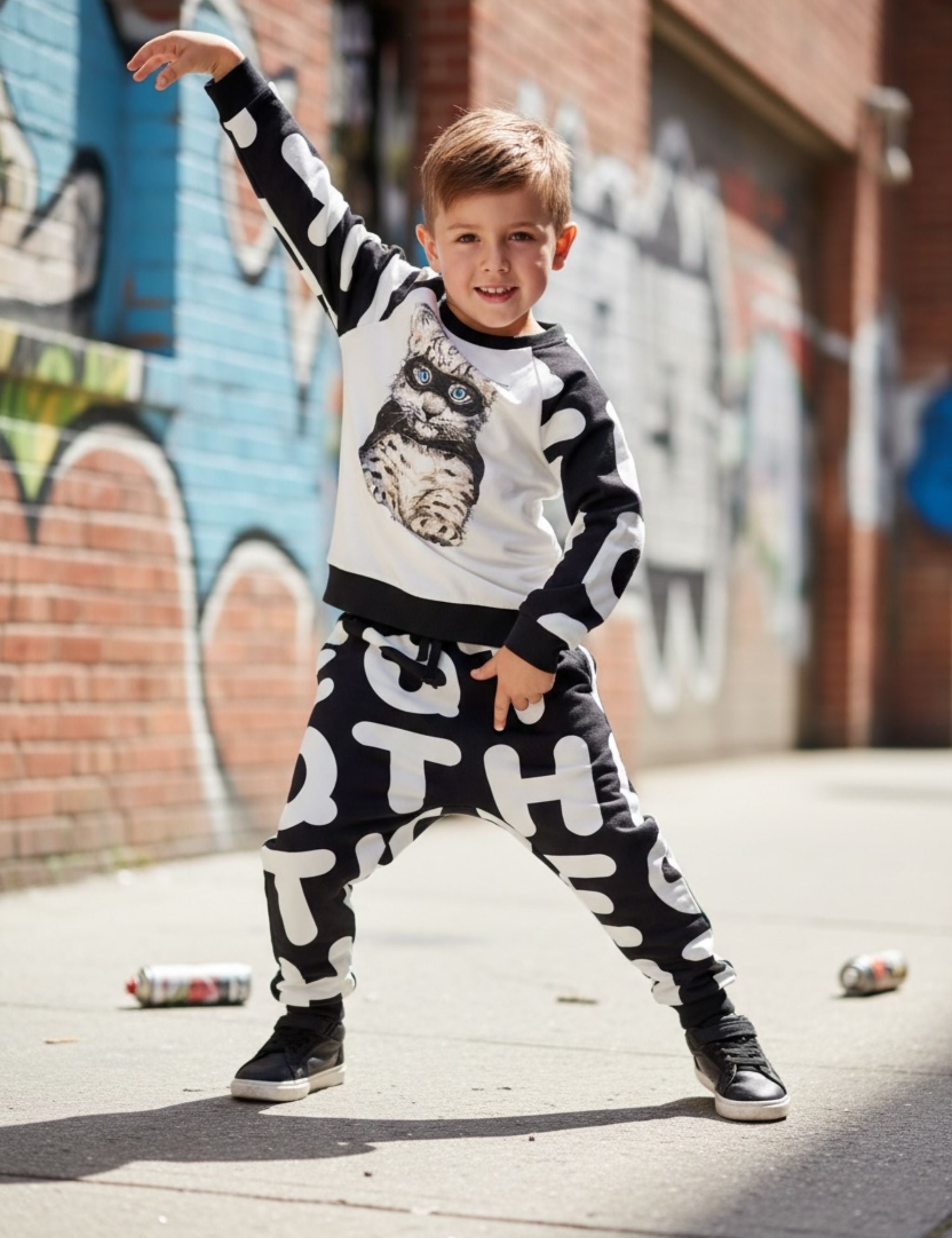 Organic Jersey Joggers - Black White THEQT