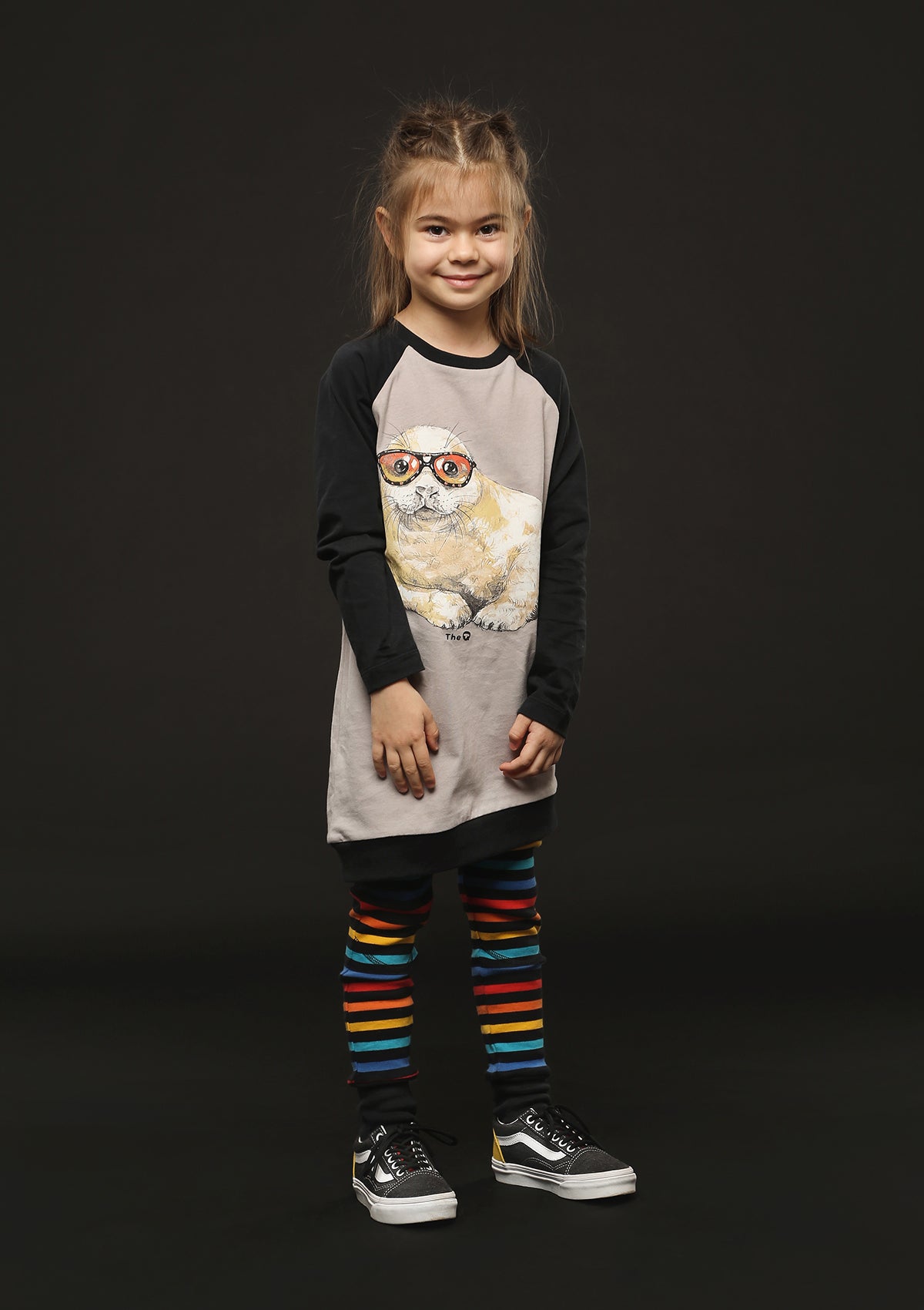 Organic Knee Patch Leggings - Black Multistripe