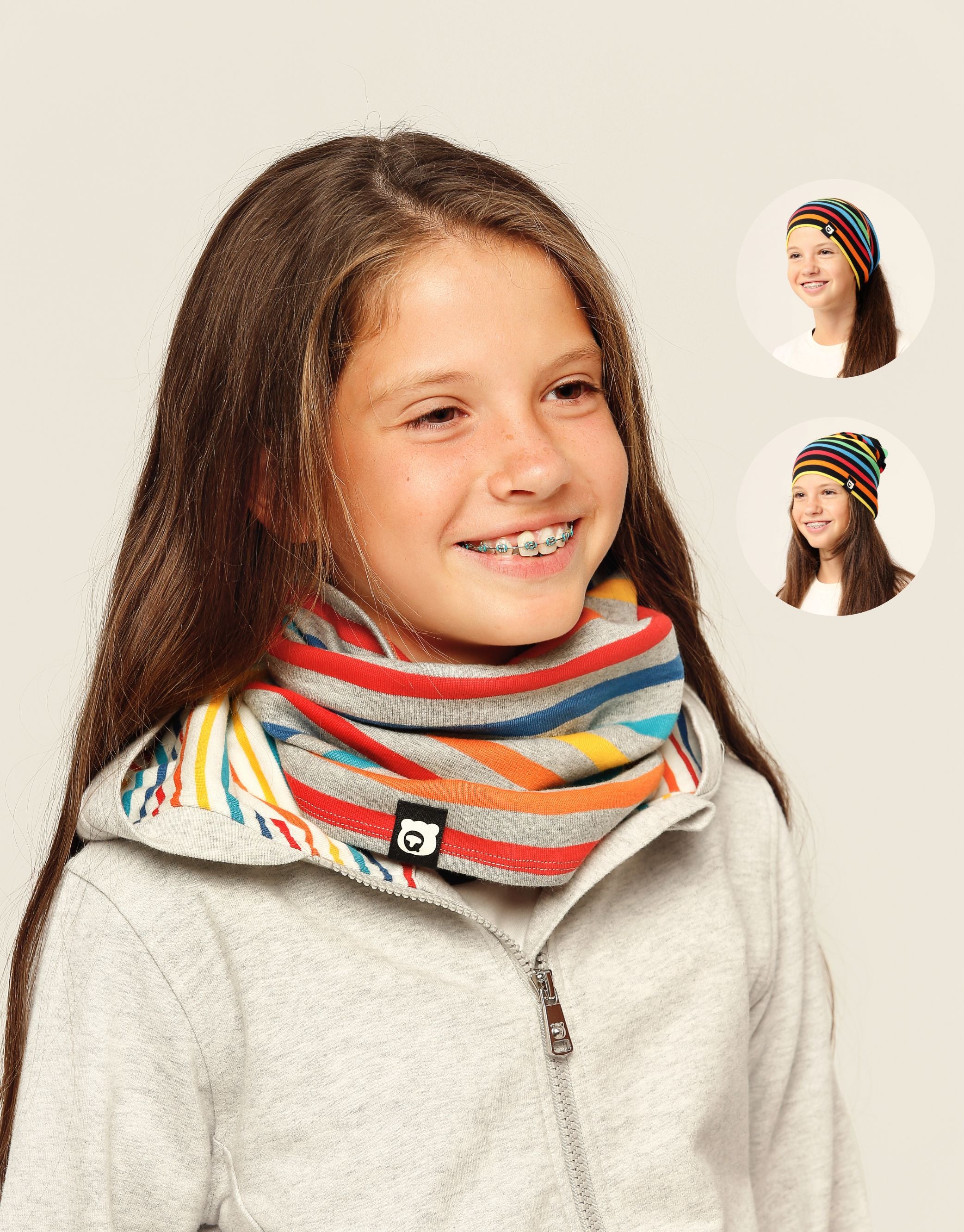 Organic Cotton Cosy Rib Snood - Black Multistripe