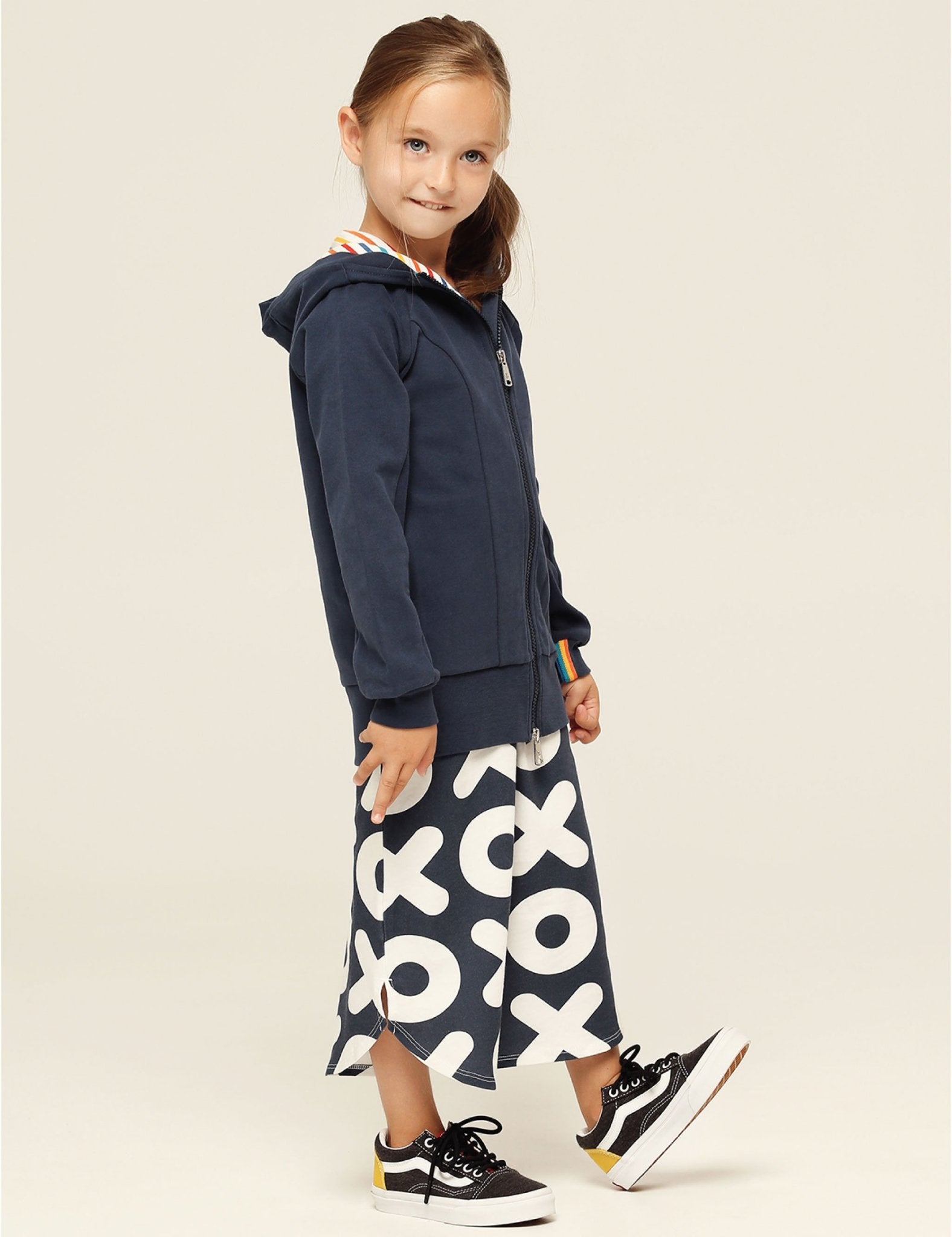 Zip-Up Long Hoodie - Navy - The QT