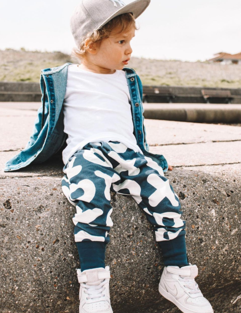 Organic Jersey Joggers - Navy White XOXO