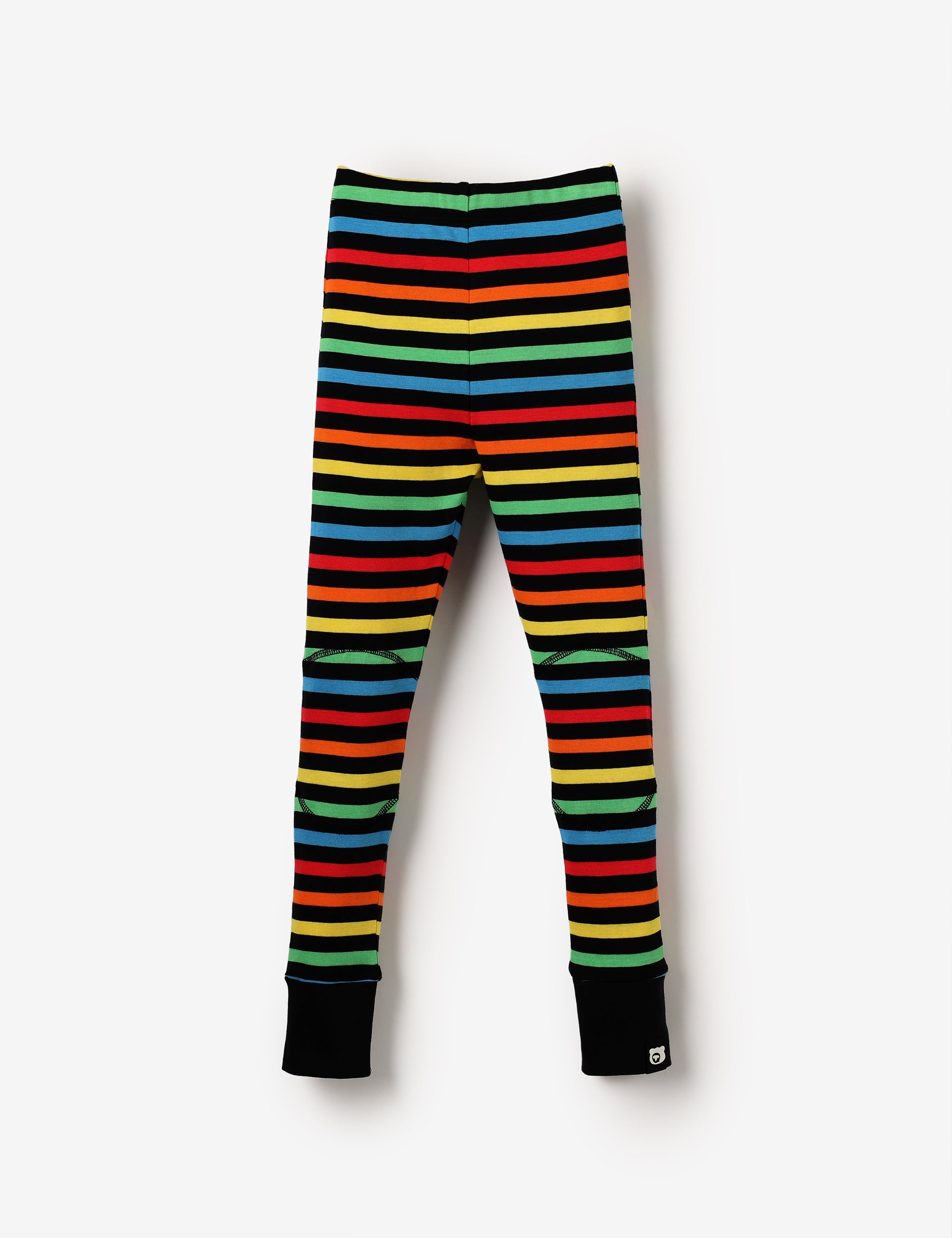 Organic Knee Patch Leggings - Black Multistripe