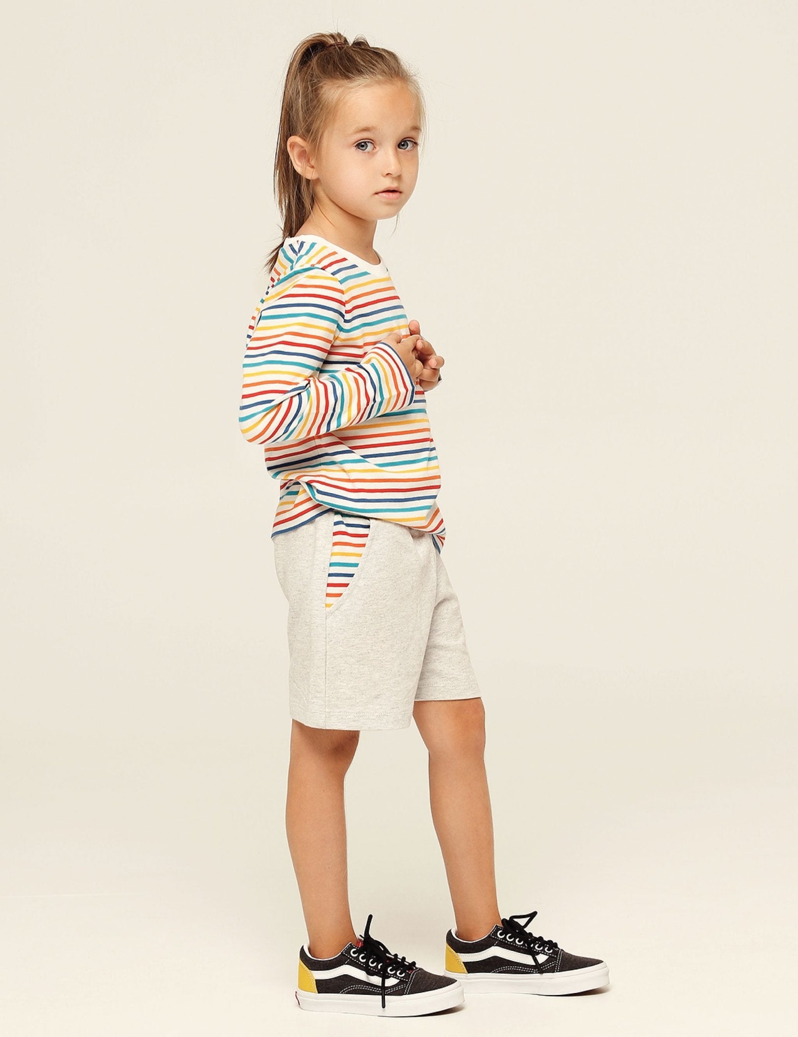 LS Tee - White Multistripe - The QT